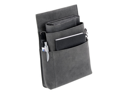Alassio Portefeuille de serveur, en cuir velours, gris