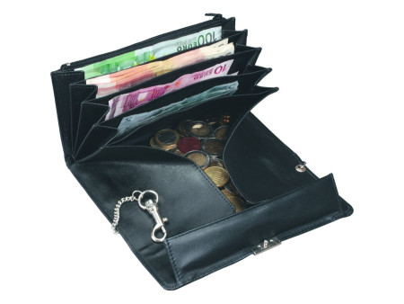 Alassio Portefeuille de serveur, en cuir nappa, noir