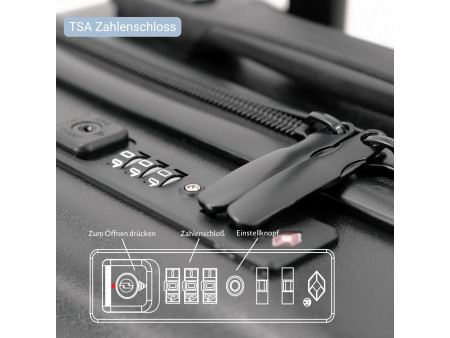 JSA Set de trolley de voyage, en ABS recyclé à 50%, noir