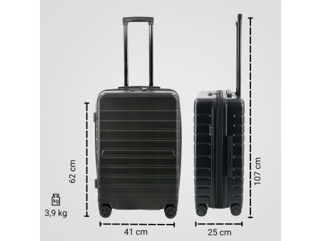 JSA Set de trolley de voyage, en ABS recyclé à 50%, noir