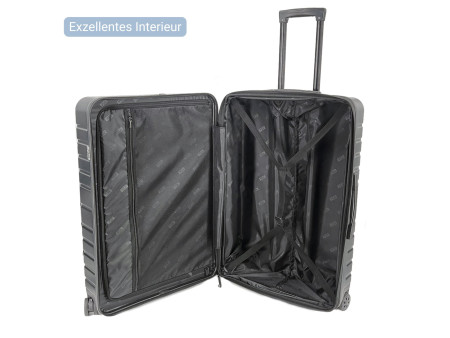 JSA Set de trolley de voyage, en ABS recyclé à 50%, noir