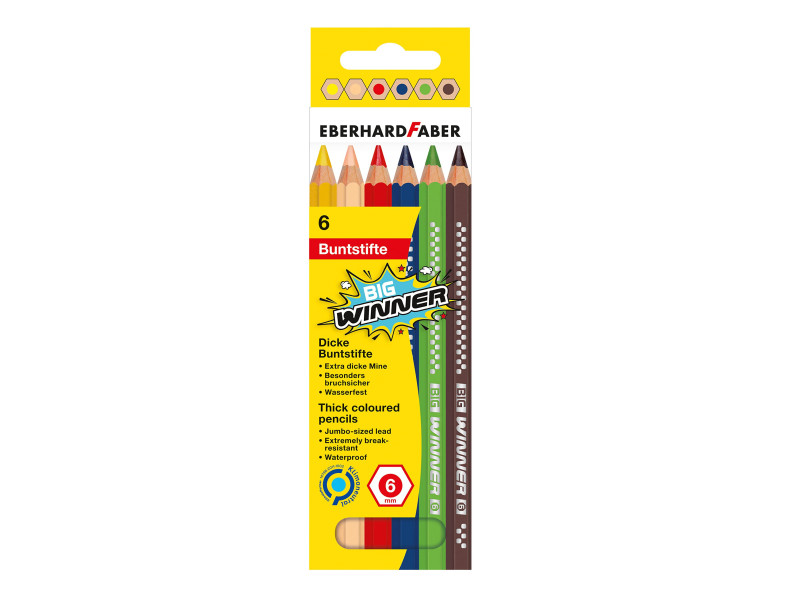 EBERHARD FABER Crayon de couleur BIG WINNER, étui de 6