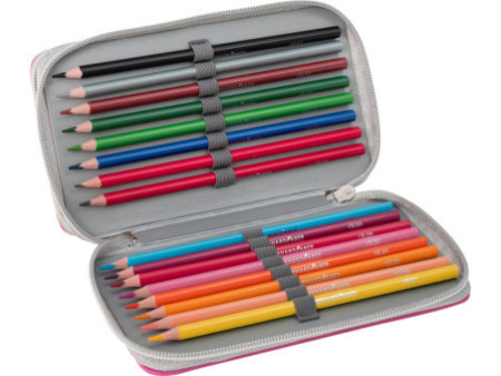EBERHARD FABER Étui scolaire double rabat, 30 pièces, rose