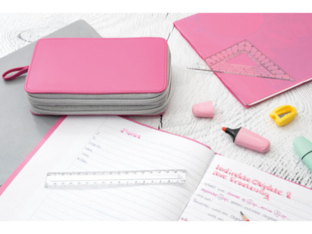 EBERHARD FABER Étui scolaire double rabat, 30 pièces, rose
