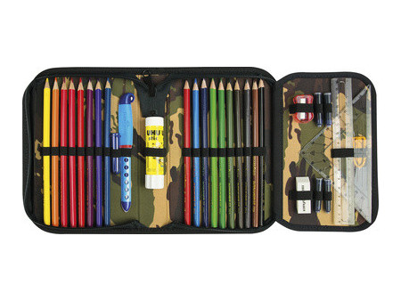 EBERHARD FABER Étui scolaire Camouflage, 32 pièces, gris