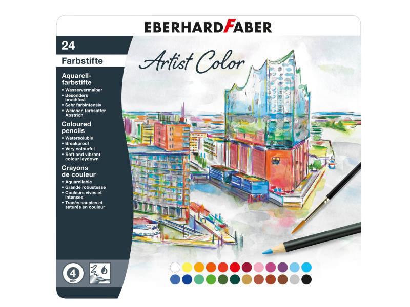 EBERHARD FABER Crayon aquarellable Artist Color, étui de 24