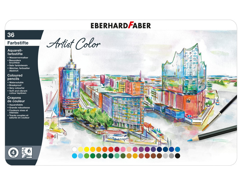 EBERHARD FABER Crayon aquarellable Artist Color, étui de 36