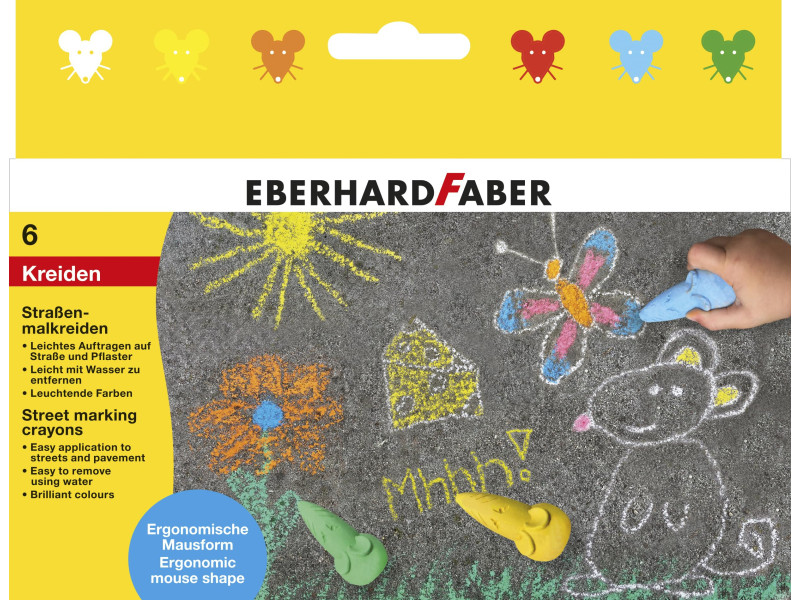 EBERHARD FABER Craie de trottoir Souris, étui en carton de 6
