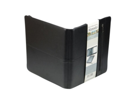 Alassio Serviette classeur 'LIMONE', A4, cuir nappa, noir