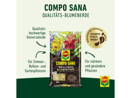 COMPO SANA Terreau de rempotage de qualité pour fleurs, 10 l