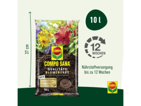COMPO SANA Terreau de rempotage de qualité pour fleurs, 10 l
