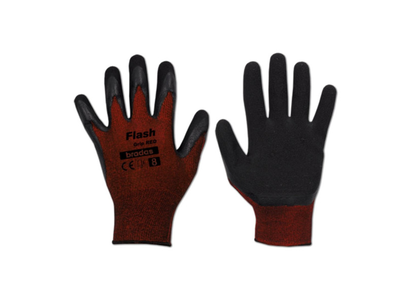 Bradas Gants de travail Flash Grip RED, noir/rouge, M