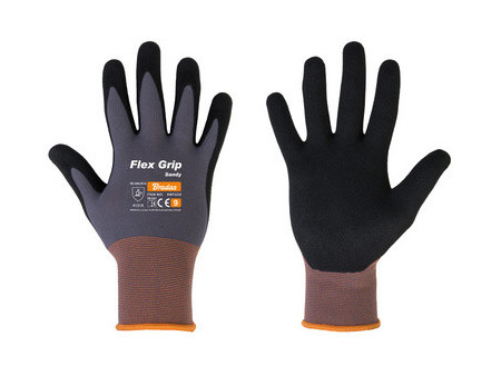 Bradas Gants de travail Flex Grip Sandy, noir/gris, L