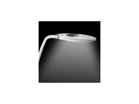 Hansa Lampe de bureau à LED Swirl, pied/pince, blanc/argent