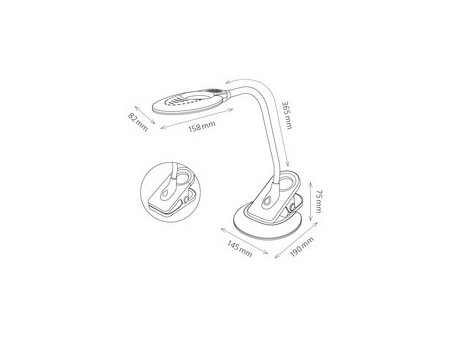 Hansa Lampe de bureau à LED Swirl, pied/pince, blanc/argent