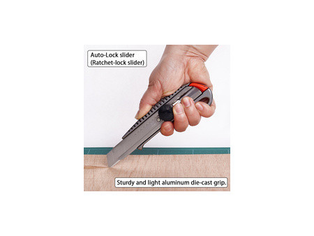 NT Cutter L-550GP, boîtier en aluminium, 18 mm, anthracite