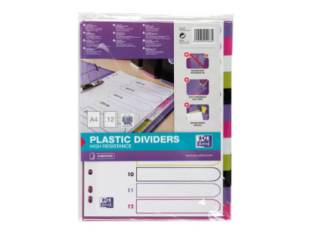 Oxford Intercalaires en plastique myColour, A4, 12 touches