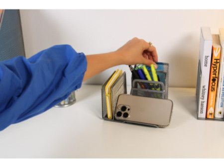 WEDO Multipot Office, 4 compartiments, argent,fil métallique