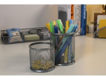 WEDO Set de pots à crayons Office, argent, en fil de fer