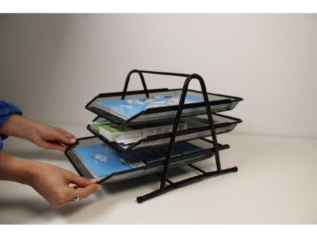 WEDO Corbeille à courrier Office, 3 compartiments, noir