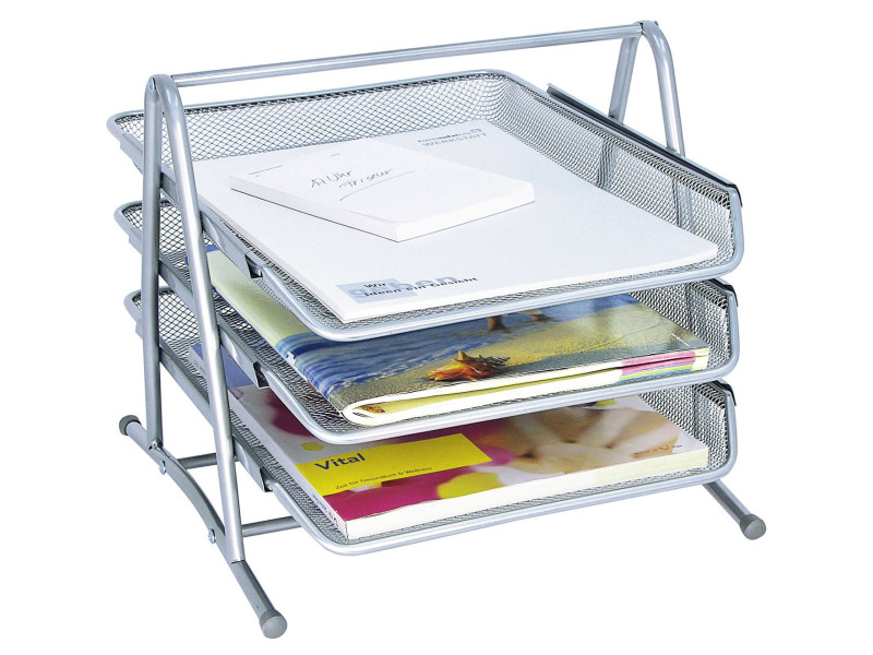 WEDO Corbeille à courrier Office, 3 compartiments, argent