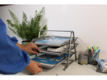 WEDO Corbeille à courrier Office, 3 compartiments, argent