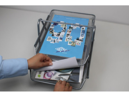 WEDO Corbeille à courrier Office, 3 compartiments, argent