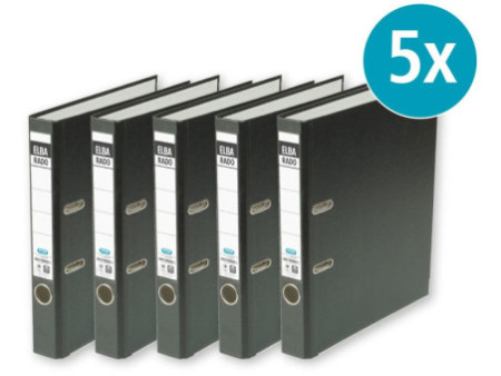 ELBA Classeur rado brillant, 50 mm, pack de 5, noir