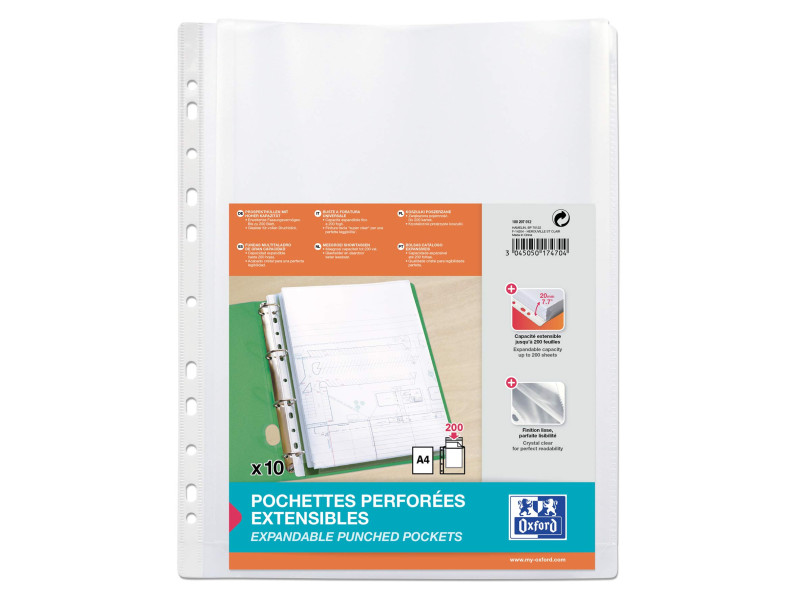 Oxford Pochettes à soufflet, A4, PP, 0,2 mm