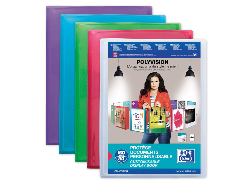 Oxford Protège-documents POLYVISION, 80 pochettes, assorti