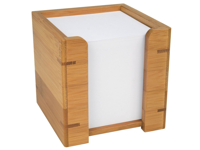 WEDO Bloc cube avec boîtier, en bambou, avec papier