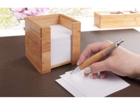 WEDO Bloc cube avec boîtier, en bambou, avec papier