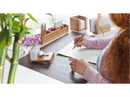 WEDO Bloc cube avec boîtier, en bambou, avec papier