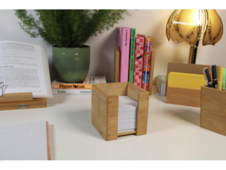 WEDO Bloc cube avec boîtier, en bambou, avec papier