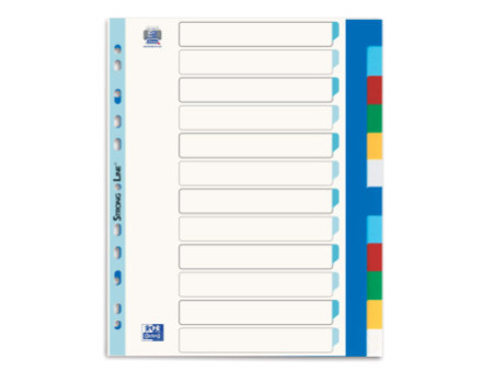 Oxford Intercalaires en plastique, uni, A4+, 12 touches