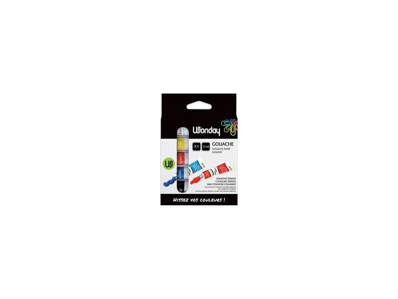 Wonday Gouache, étui carton de 5 tubes de 12 ml
