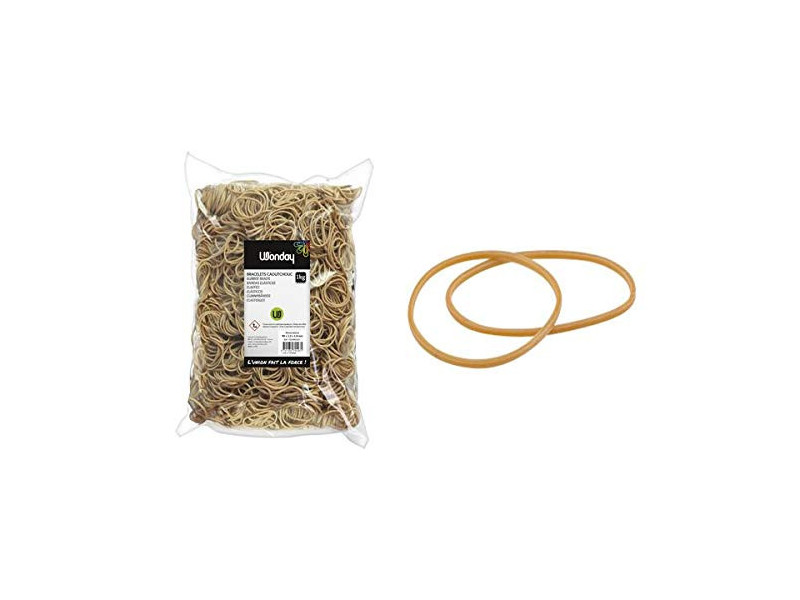 Wonday Bracelets caoutchouc, nature, 60 mm, sac kilo