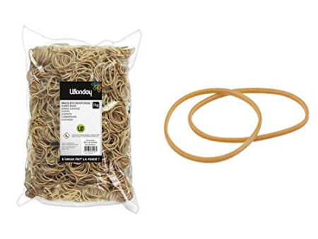 Wonday Bracelets caoutchouc, 150 mm, sac 1 kilo, nature