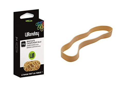 Wonday Bracelets caoutchouc, 200 mm x 10 mm, 100 g, nature