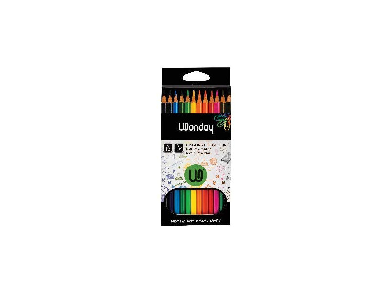 Wonday Crayons de couleur, étui carton de 12