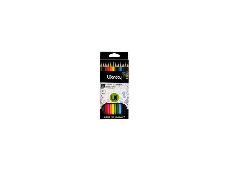 Wonday Crayons de couleur, étui carton de 18