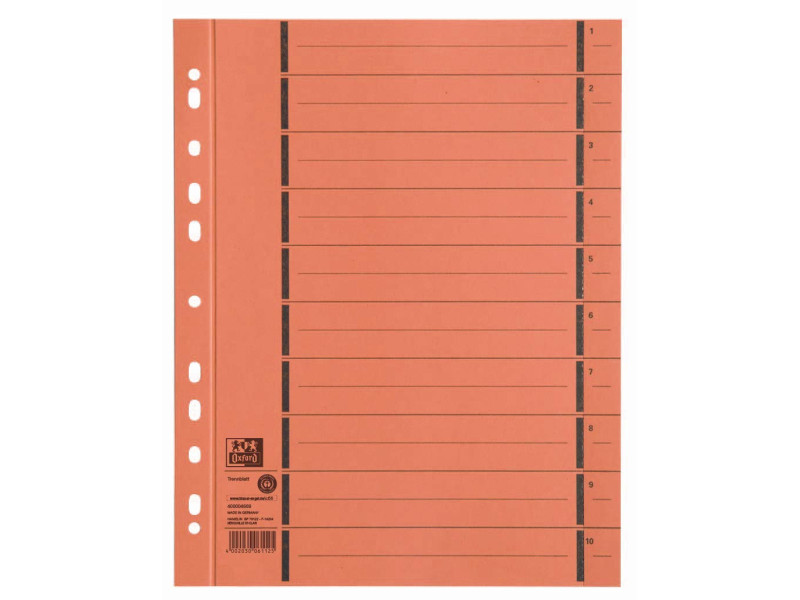 Oxford Intercalaire avec perforation, A4 extra large, orange