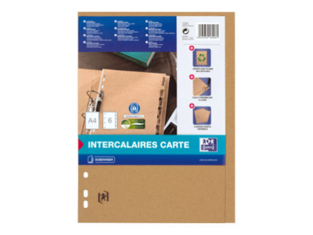Oxford Intercalaires en carton Touareg, uni, A4, 6 touches