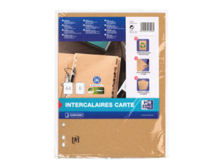 Oxford Intercalaires en carton Touareg, uni, A4, 6 touches