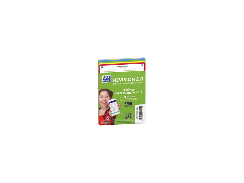 Oxford Fiches bristol REVISION 2.0, A5, bord de couleur