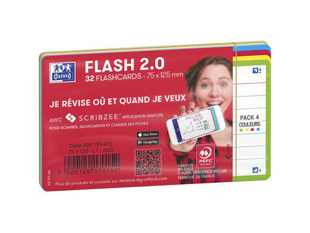 Oxford Fiches bristol FLASH 2.0, A7, bord de couleur