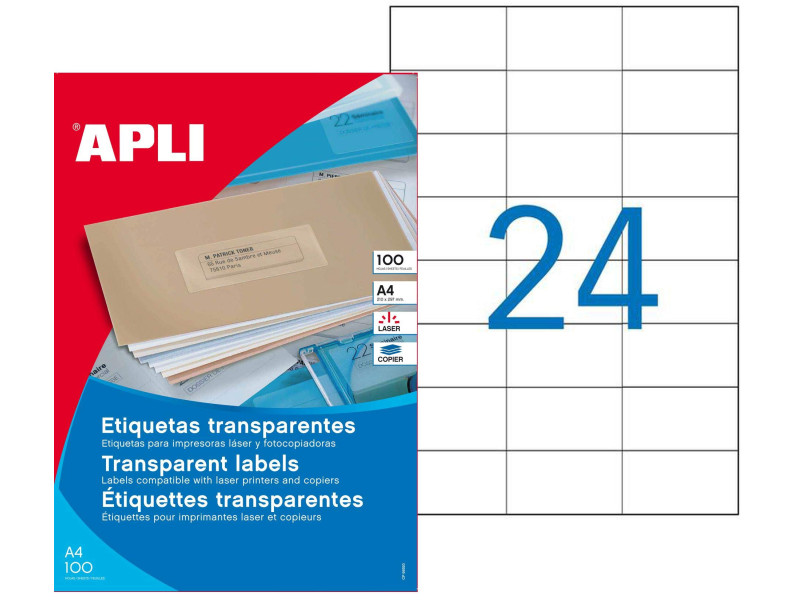 APLI Etiquettes translucides, 70 x 37 mm