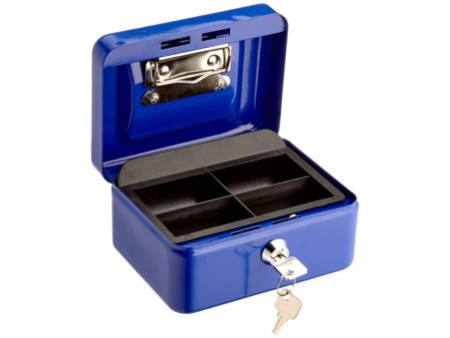 WEDO Caisse avec clip, (L)152 x (P)115 x (H)80 mm, bleu
