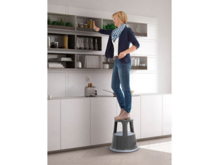 WEDO Tabouret marchepied, en métal, RAL 7012, gris