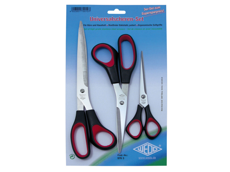 WEDO Kit de ciseaux universels, 3 pièces, 160 / 210 / 255 mm